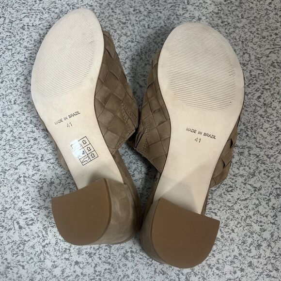 Women's Chocolat Blu Brynne Tan Nubuck Heeled Sandal size 41 preowned excellent - Picture 8 of 9